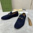 Gucci Men's Jordaan Loafers in Blue Suede Leather