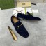 Gucci Men's Jordaan Loafers in Blue Suede Leather