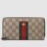 Gucci Zip Around Wallet In Web Bee GG Supreme Canvas