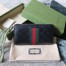 Gucci Zip Around Wallet in Black Signature Leather with Web
