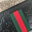 Gucci Zip Around Wallet in Black Signature Leather with Web