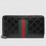 Gucci Zip Around Wallet in Black Signature Leather with Web