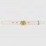 Gucci GG Marmont Thin Belt 20MM in White Leather with Shiny Buckle
