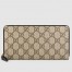 Gucci Zip Around Wallet In Beige GG Supreme Canvas
