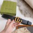 Gucci Black Leather Belt 30MM with Antiqued Brass Double G Buckle