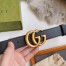 Gucci Black Leather Belt 30MM with Antiqued Brass Double G Buckle