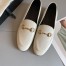 Gucci Women's Foldable Slim Horsebit Loafers in White Leather