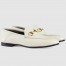 Gucci Women's Foldable Slim Horsebit Loafers in White Leather