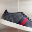 Gucci Men's Ace Sneakers in Black GG Supreme Canvas with Web