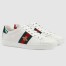 Gucci Women's Ace Sneakers in White Leather with Bee