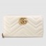 Gucci GG Marmont Zip Around Wallet In White Matelasse Leather