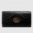 Gucci GG Marmont Continental Wallet In Black Matelasse Leather