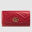 Gucci GG Marmont Continental Wallet In Red Matelasse Leather