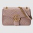 Gucci GG Marmont Medium Shoulder Bag in Nude Chevron Leather
