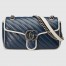 Gucci GG Marmont Small Shoulder Bag in Blue Diagonal Leather