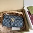 Gucci GG Marmont Small Shoulder Bag in Denim with Crystals GG 