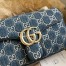 Gucci GG Marmont Small Shoulder Bag in Denim with Crystals GG 