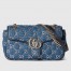 Gucci GG Marmont Small Shoulder Bag in Denim with Crystals GG 