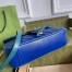 Gucci GG Marmont Small Shoulder Bag In Blue Matelasse Diagonal Leather