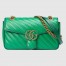Gucci GG Marmont Small Shoulder Bag In Green Matelasse Diagonal Leather