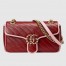 Gucci GG Marmont Small Shoulder Bag in Red Matelasse Diagonal Leather