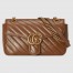 Gucci GG Marmont Small Shoulder Bag in Brown Diagonal Leather