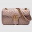 Gucci GG Marmont Small Shoulder Bag in Nude Chevron Leather