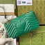Gucci GG Marmont Small Shoulder Bag in Green Chevron Leather