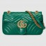 Gucci GG Marmont Small Shoulder Bag in Green Chevron Leather