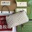 Gucci GG Marmont Small Shoulder Bag in Light Grey Chevron Leather