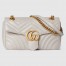 Gucci GG Marmont Small Shoulder Bag in Light Grey Chevron Leather