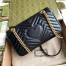 Gucci GG Marmont Small Shoulder Bag in Black Chevron Leather