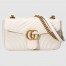 Gucci GG Marmont Small Shoulder Bag in White Chevron Leather