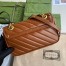 Gucci GG Marmont Mini Shoulder Bag in Brown Diagonal Leather