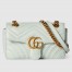 Gucci GG Marmont Mini Shoulder Bag in Pale Green Chevron Leather