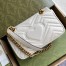Gucci GG Marmont Mini Shoulder Bag in White Chevron Leather