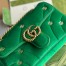 Gucci GG Marmont Mini Shoulder Bag in Green Velvet with Double G Studs