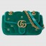 Gucci GG Marmont Mini Shoulder Bag in Green Velvet with Double G Studs
