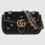 Gucci GG Marmont Mini Shoulder Bag in Black Velvet with Double G Studs