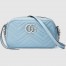 Gucci GG Marmont Small Camera Bag in Pastel Blue Chevron Leather