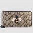 Gucci Zip Around Wallet In Bee Print GG Supreme Canvas