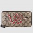 Gucci Zip Around Wallet In Beige Kingsnake Print GG Supreme