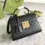 Gucci Padlock Small Top Handle Bag in Black Signature Leather