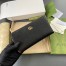 Gucci GG Marmont Zip Around Wallet In Black Grained Leather