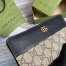 Gucci GG Marmont Zip Around Wallet in GG Supreme with Black Leather