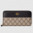 Gucci GG Marmont Zip Around Wallet in GG Supreme with Black Leather