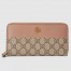 Gucci GG Marmont Zip Around Wallet in GG Supreme with Pink Leather