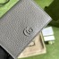 Gucci GG Marmont Card Case Wallet In Grey Calfskin