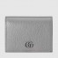 Gucci GG Marmont Card Case Wallet In Grey Calfskin