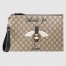 Gucci Portfolio Pouch in Beige GG Supreme with Bee Print 